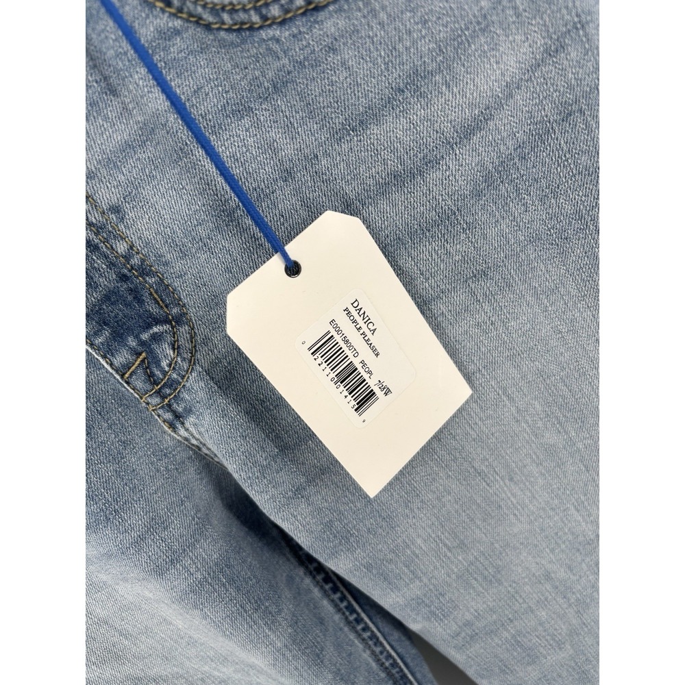 NWT Eunina Danica Bowed Straight Mid Rise Jeans Sz 7/28 Momcore Barrel Style - Picture 10 of 16